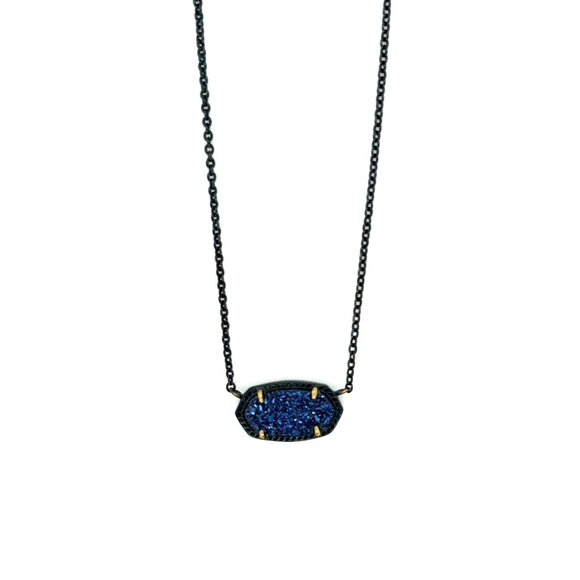 Kendra Scott Black with Blue Druzy Necklace - Picture 1 of 7